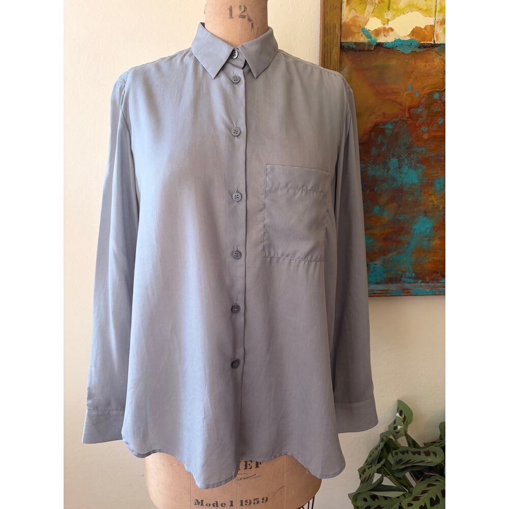 Filippa K Grey Cotton Button Down Shirt Size S NWT Indian Cotton
